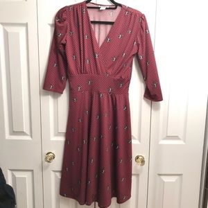 Karina polka dot bird dress maroon small/medium